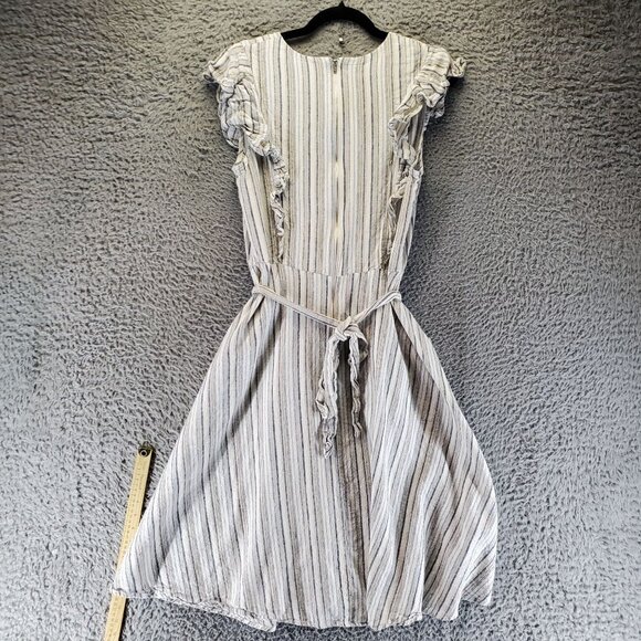 Violet Weekend Dress Womens XL Multicolor Stripe V-Neck Sleeveless Linen Blend - Picture 10 of 11